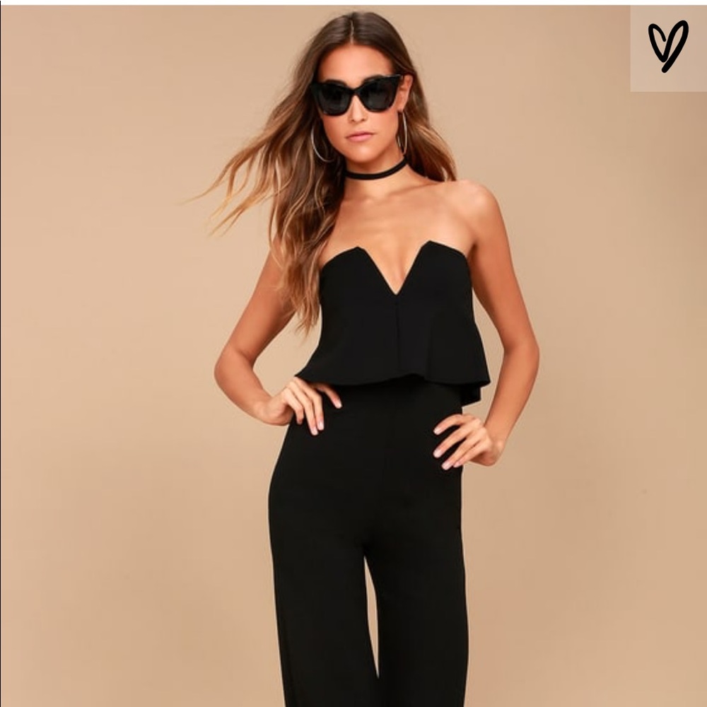 Lulus Black strapless jumpsuit